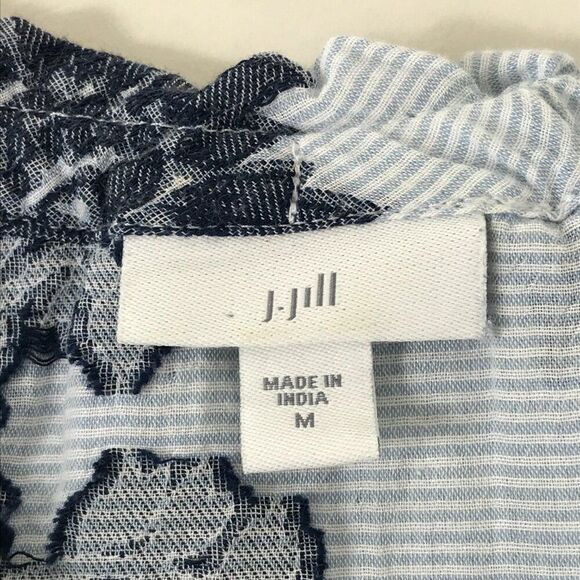 J. Jill Ocean Breeze Jacquard Ruffle Off Shoulder Top Women's Medium Floral - Picture 8 of 11